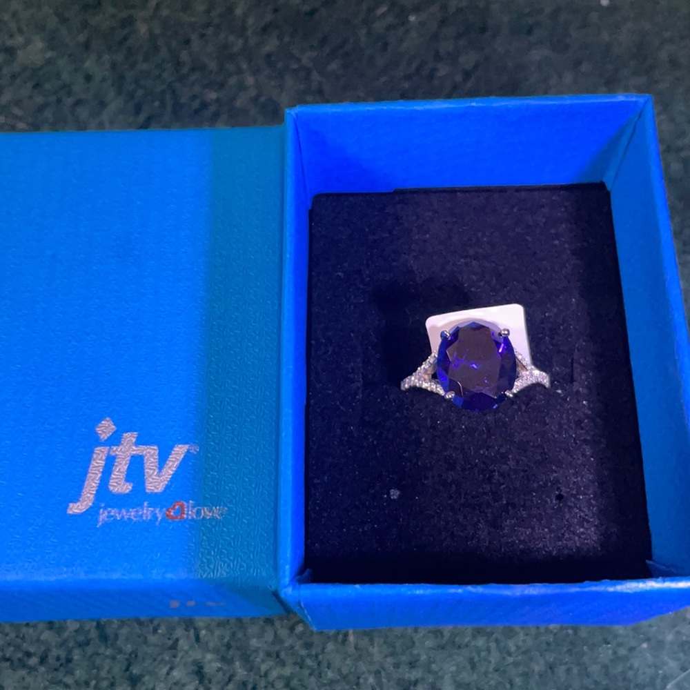 Esotica Blue and white cubic zirconia ring